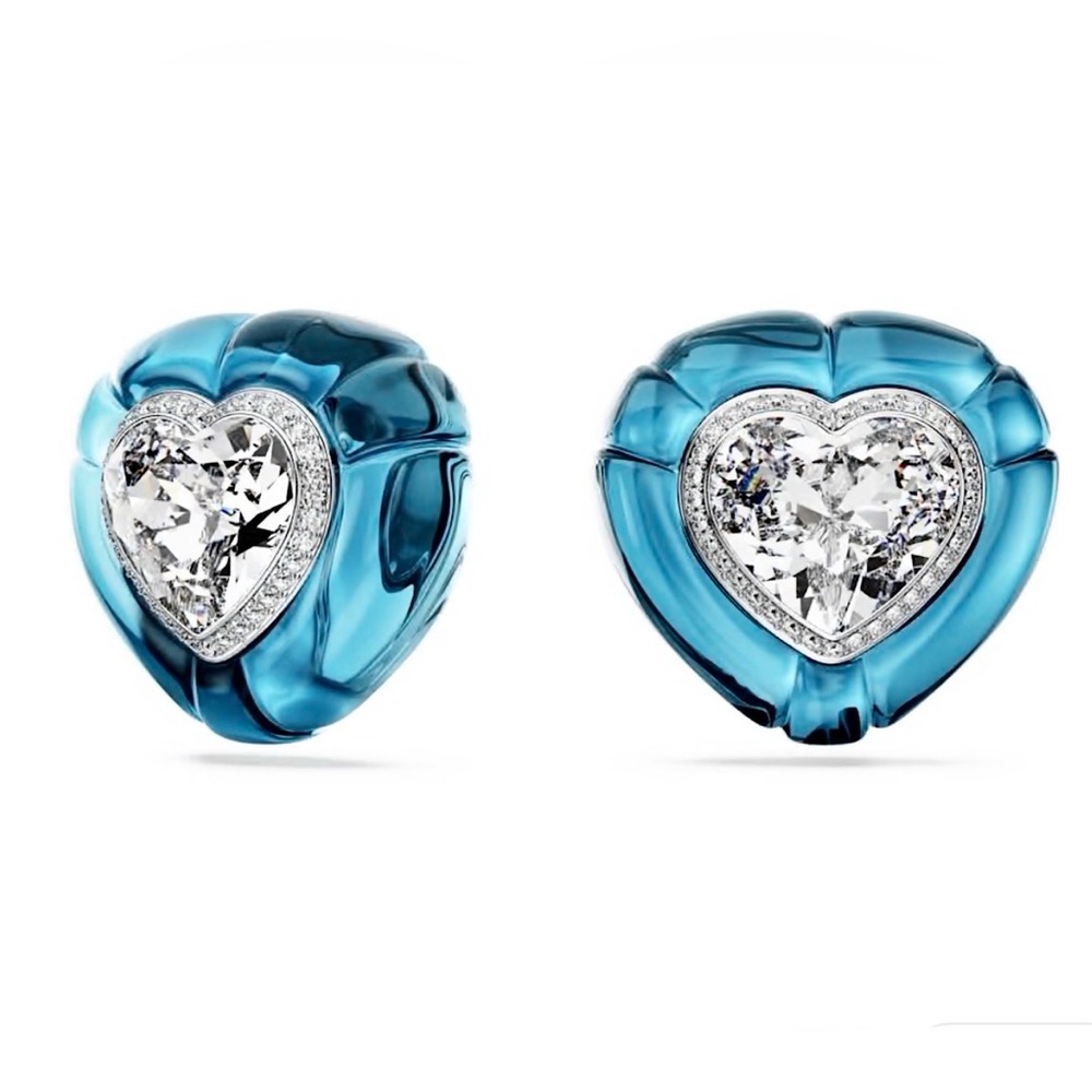 Swarovski Blue Crystal Heart Earrings